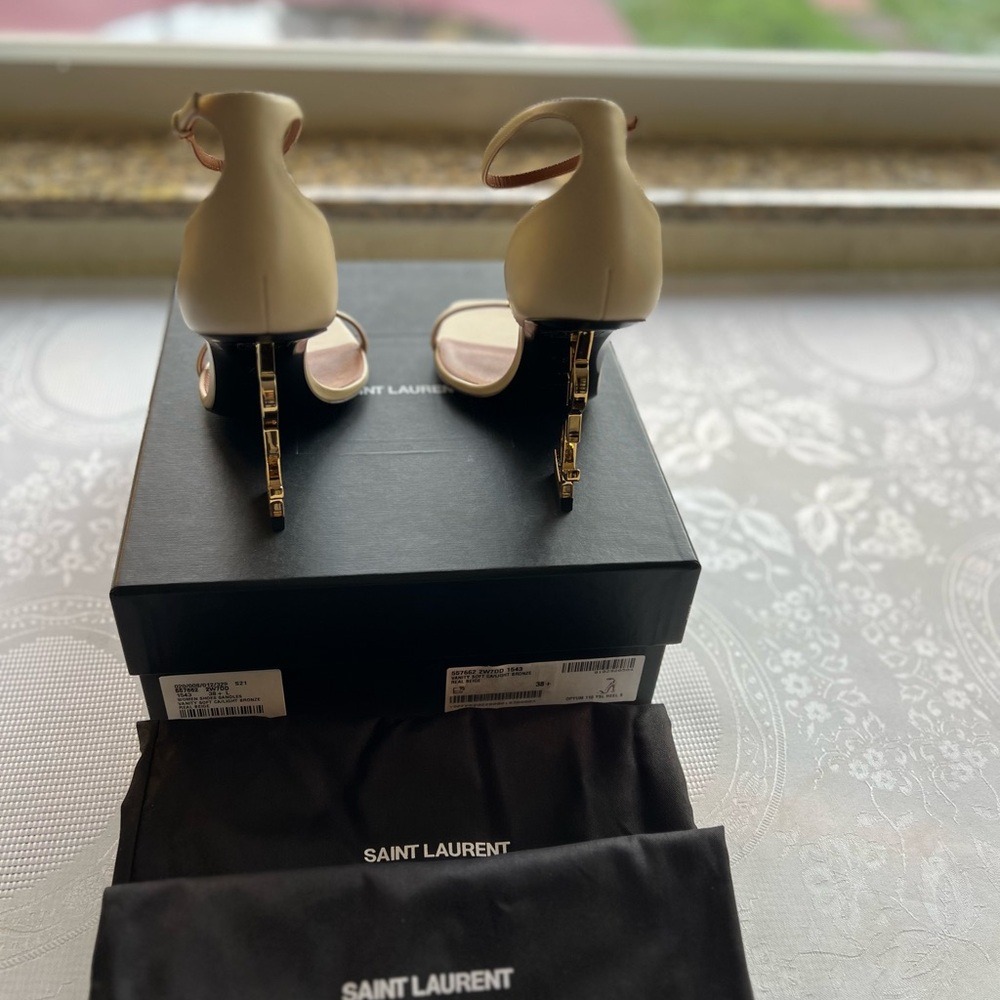 Saint Laurent Beige Ankle Strap Heels, NWB - Picture 15 of 16